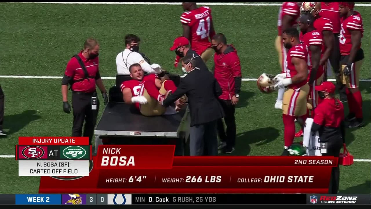 WATCH: San Francisco 49ers defensive end Nick Bosa falls down, still  recovers fumble