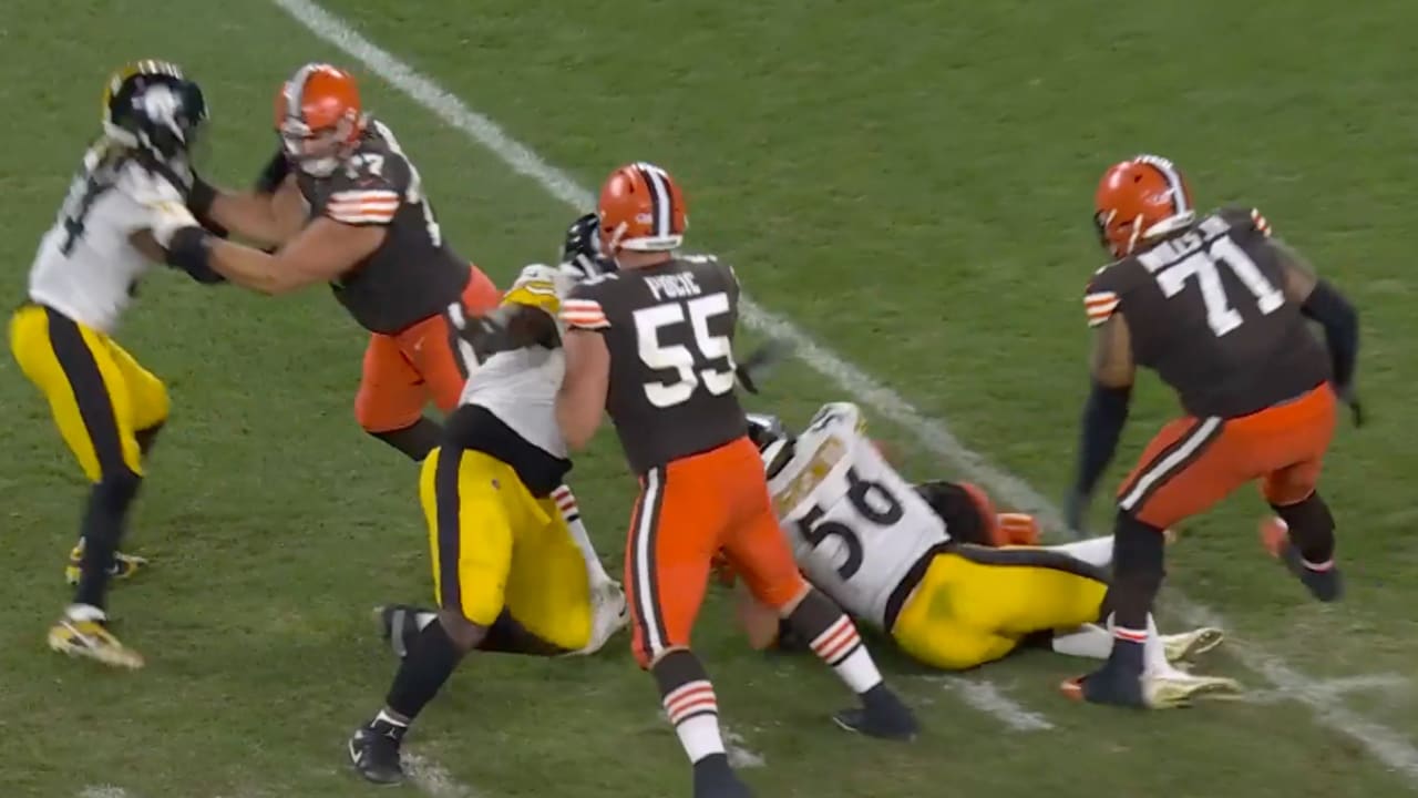 Cleveland Browns offensive tackle Jedrick Wills Jr. is helped off the field  after getting injured during the first half of an NFL divisional round  football game against the Kansas City Chiefs, Sunday