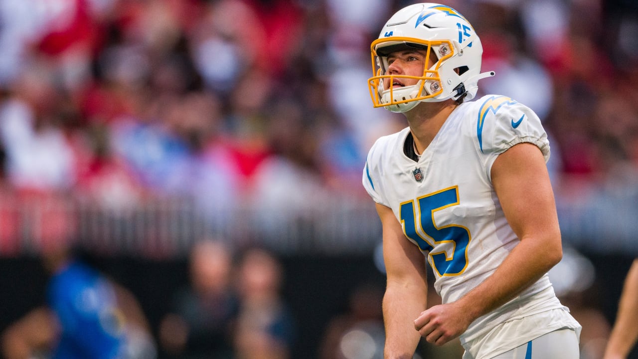 INGLEWOOD, CA - AUGUST 20: Los Angeles Chargers kicker Cameron Dicker (11)  in the first half of