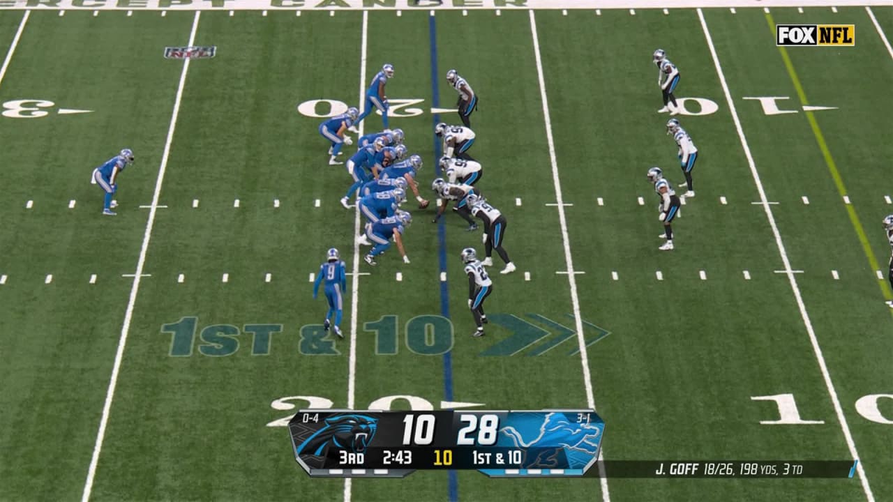 Carolina Panthers cornerback C.J. Henderson sacks Detroit Lions