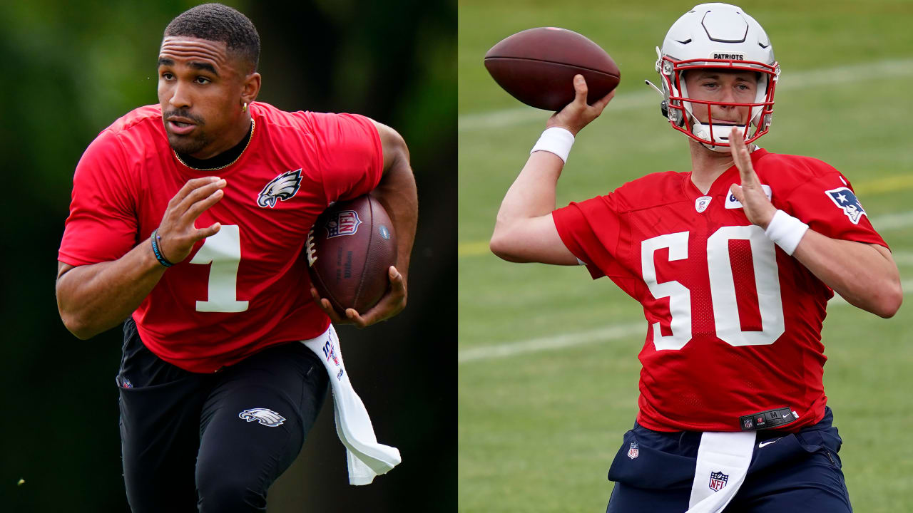 Why is QB Mac Jones wearing No. 50 during Patriots training camp?