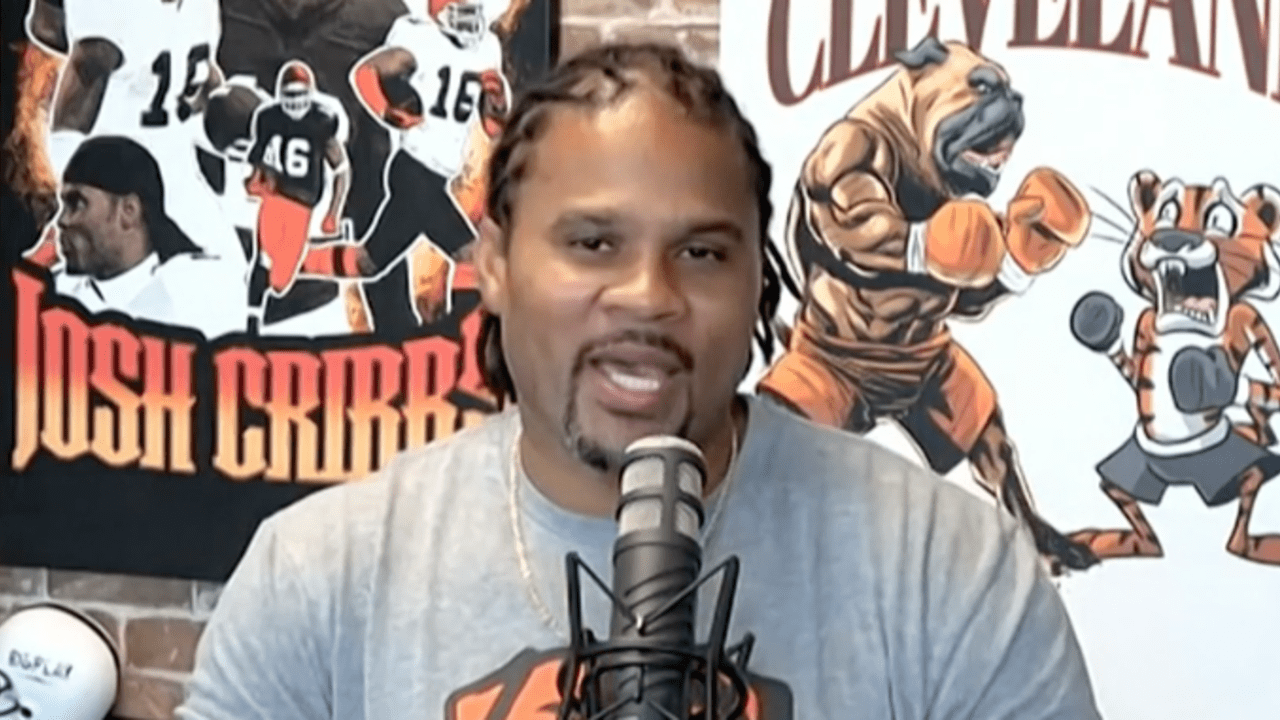 Former NFL wide receiver Josh Cribbs reacts to induction into