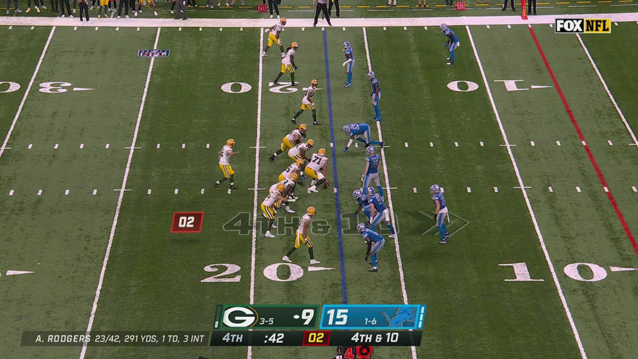 WATCH: Lions rookie Aidan Hutchinson picks off Aaron Rodgers in the end zone