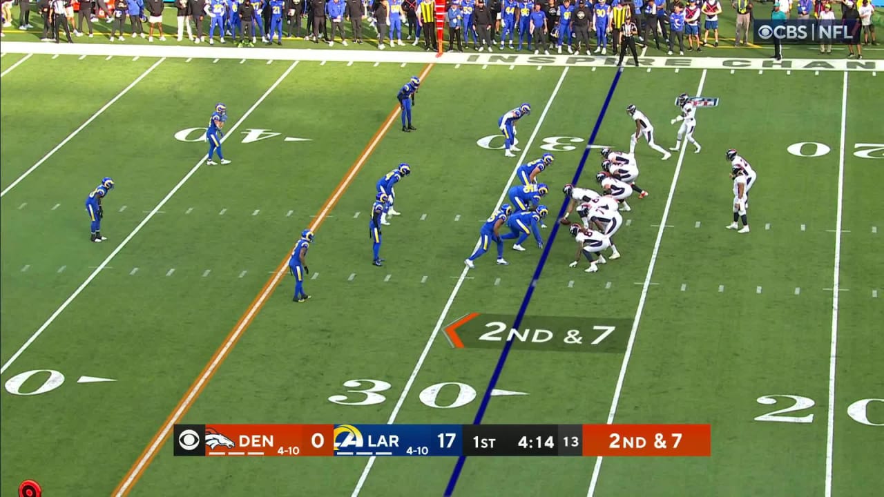 Denver Broncos quarterback Russell Wilson zips 20yard completion over