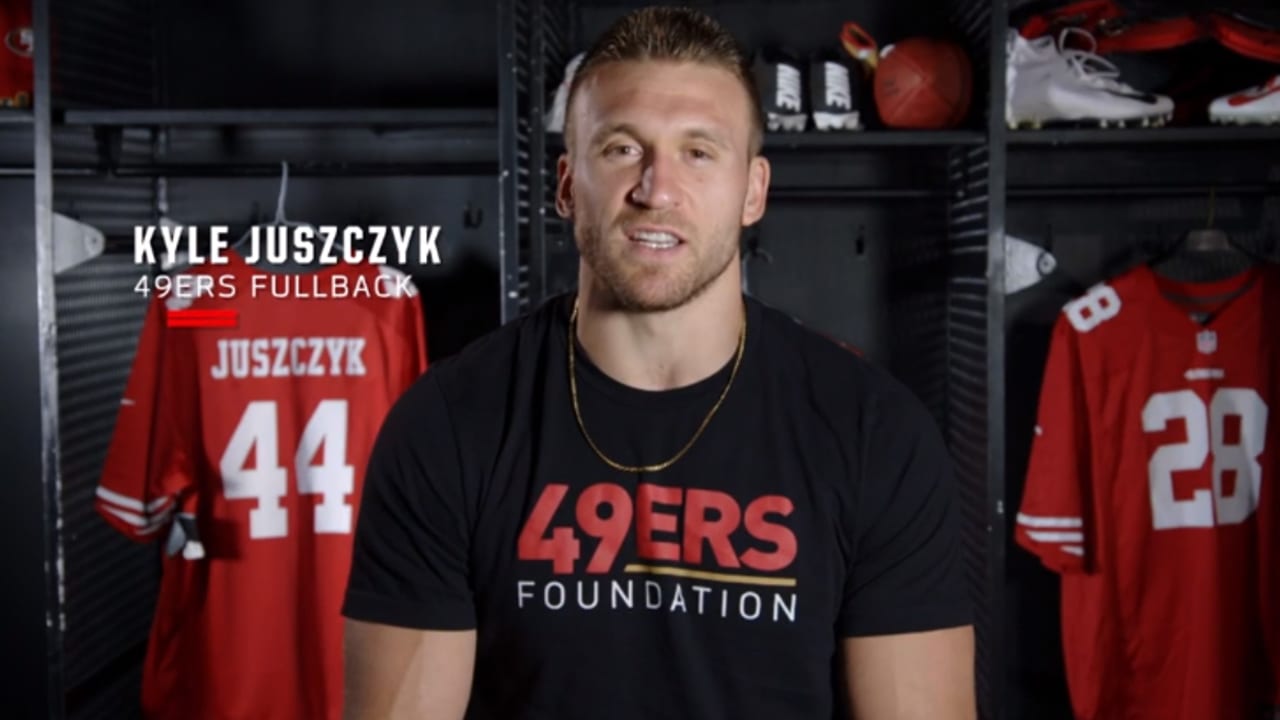 San Francisco 49ers Kyle Juszczyk (44) takes part in drills at the