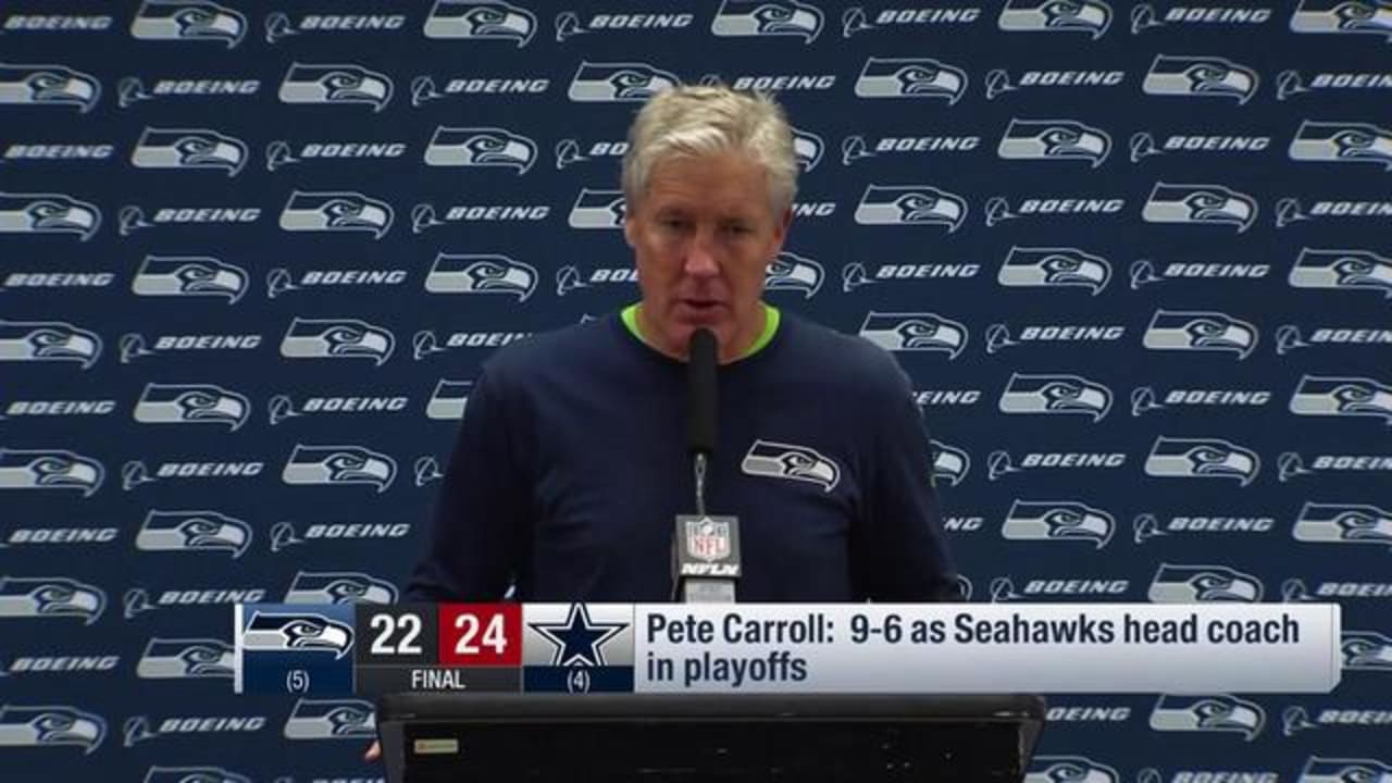 Seattle Seahawks head coach Pete Carroll reacts to narrow 