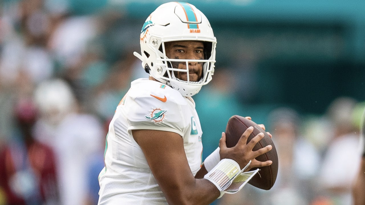 Miami Dolphins wide receiver Trent Sherfield (14) runs a play