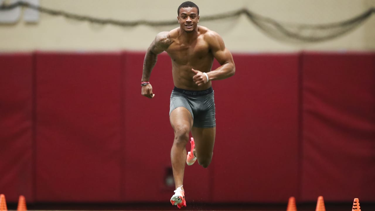 Alabama Crimson Tide cornerback Patrick Surtain II runs an unofficial 4.46  second 40-yard dash at pro day