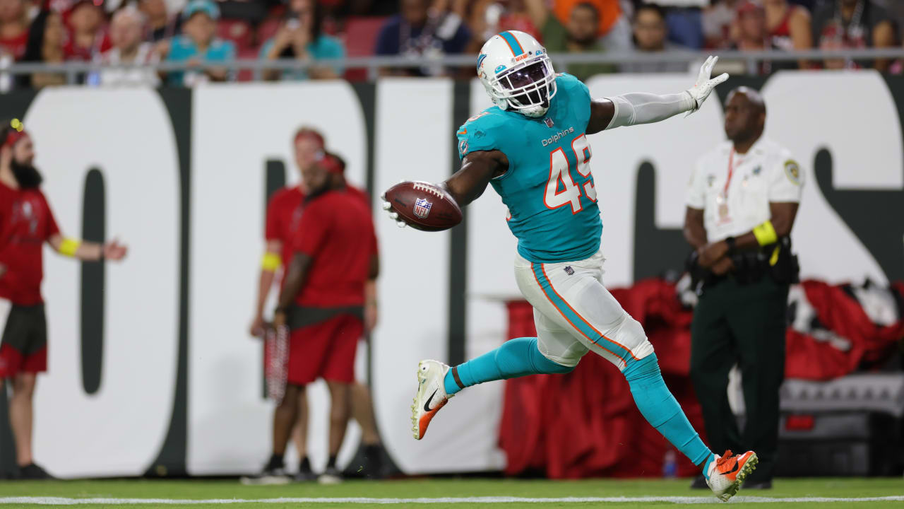 Dolphins defense forces Kyle Trask to fumble for scoop and score