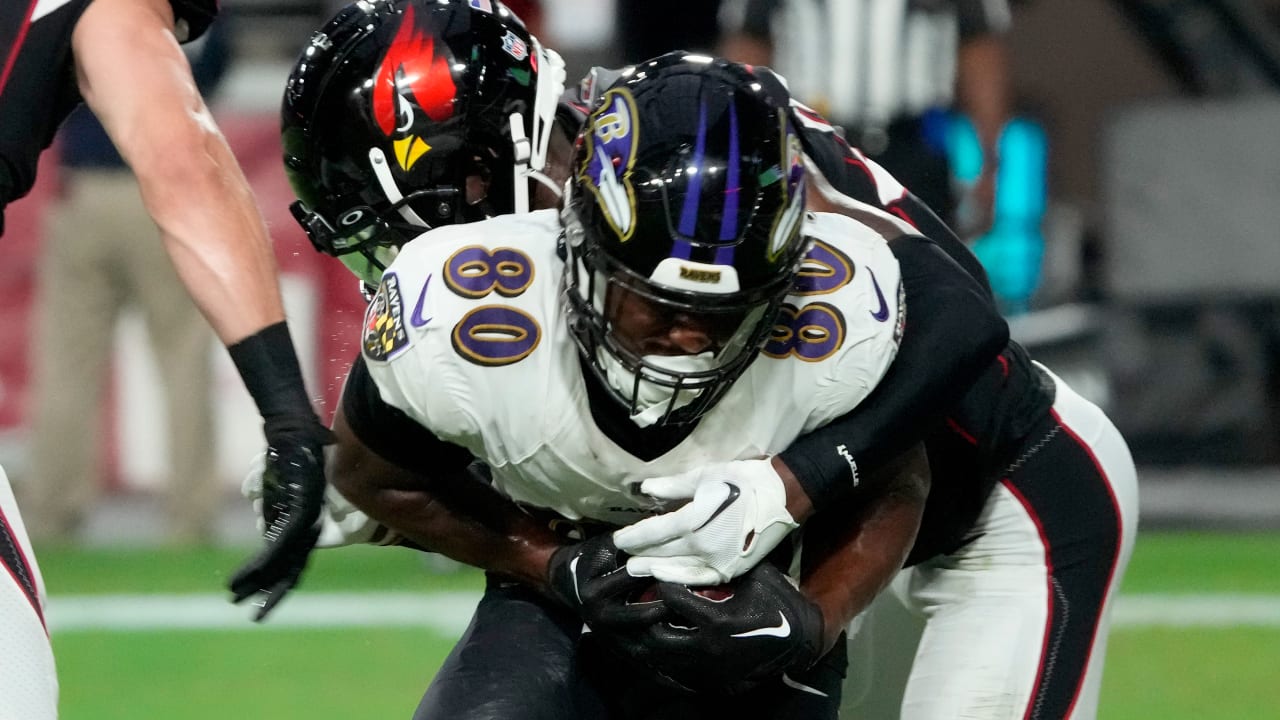 Tight end (80) Isaiah Likely of the Baltimore Ravens catches a