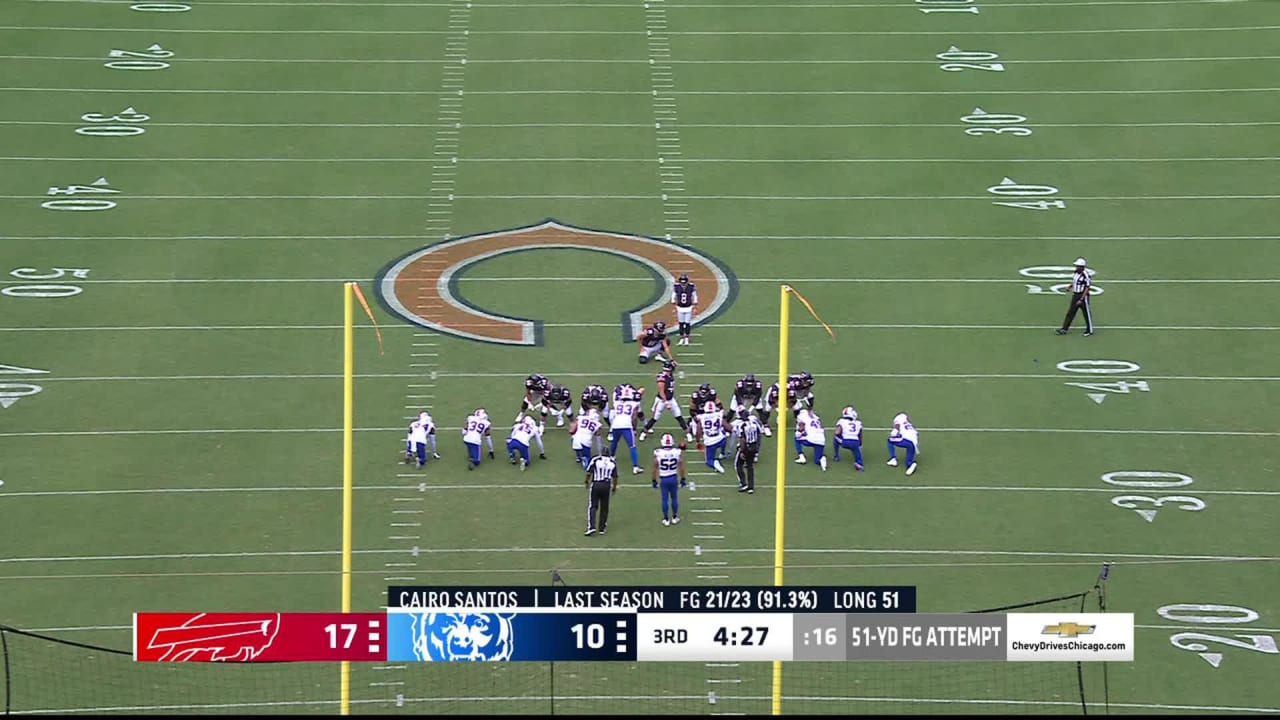 Chicago Bears kicker Cairo Santos sinks 51-yard field goal