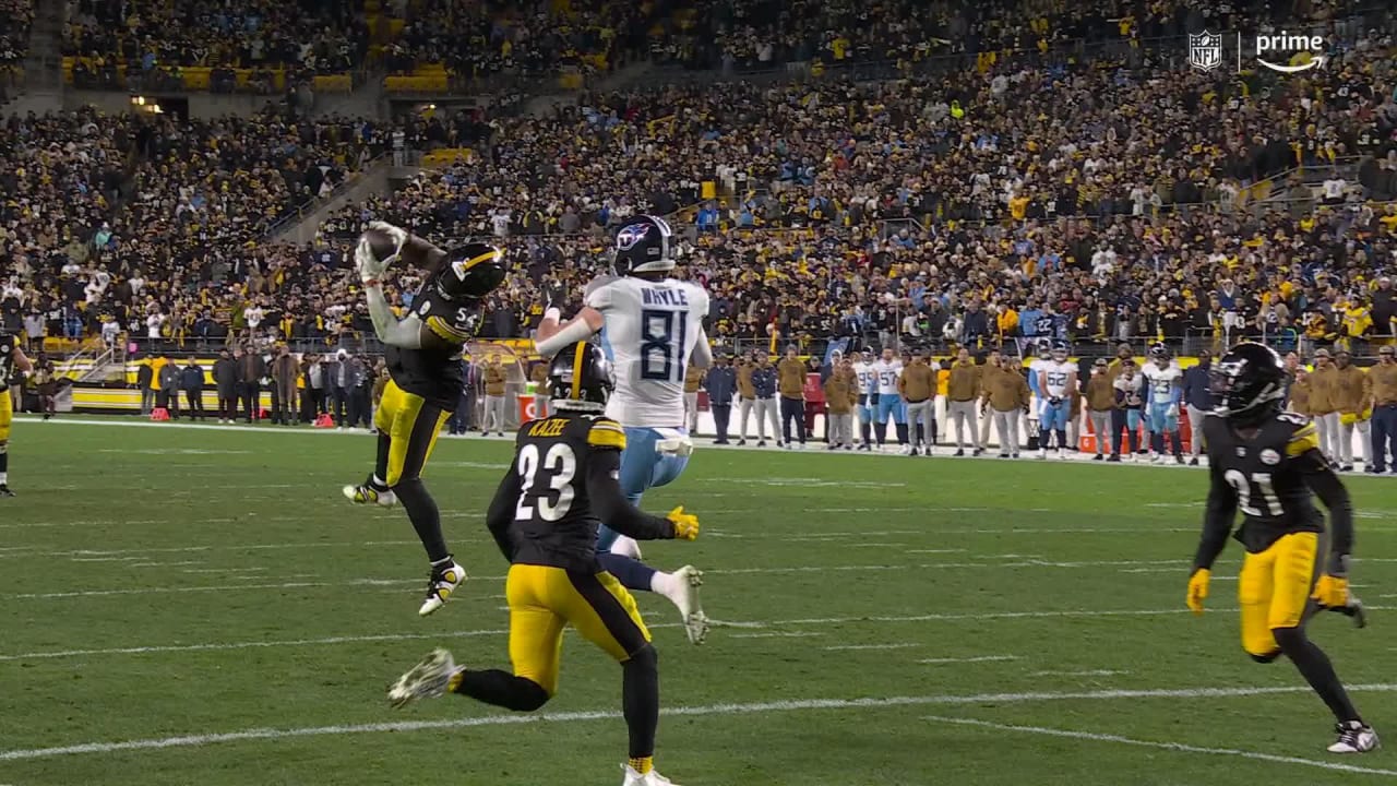 Pittsburgh Steelers linebacker Kwon Alexander's interception of ...