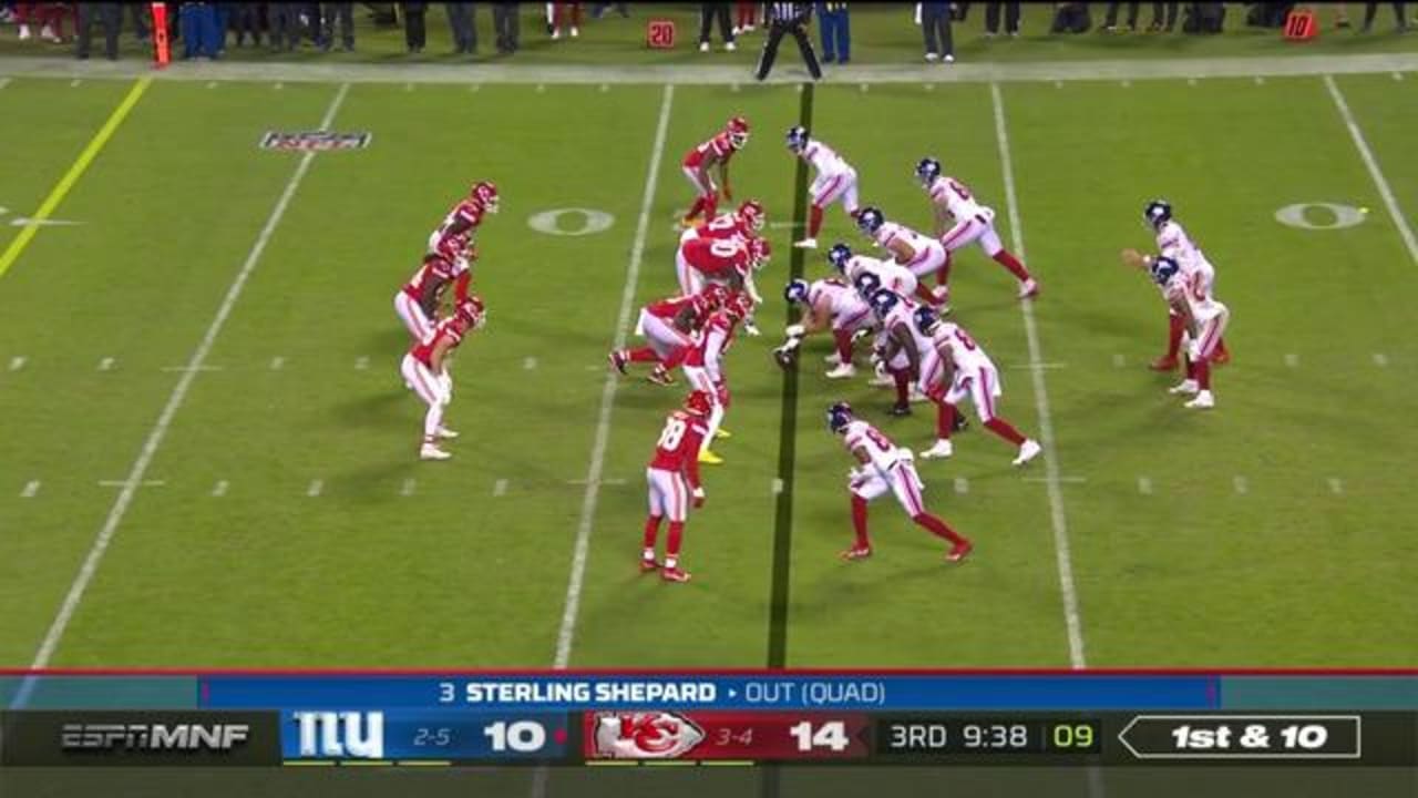 New York Giants wide receiver John Ross (12) comes onto the field for the  first half of an NFL football game against the Kansas City Chiefs, Monday,  Nov. 1, 2021 in Kansas