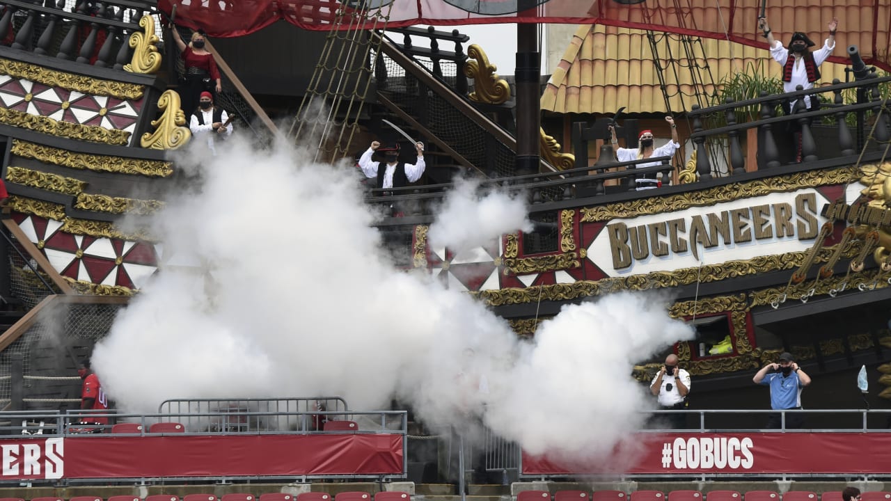 Pirate ship at Raymond James Stadium ahead of Super Bowl LV 