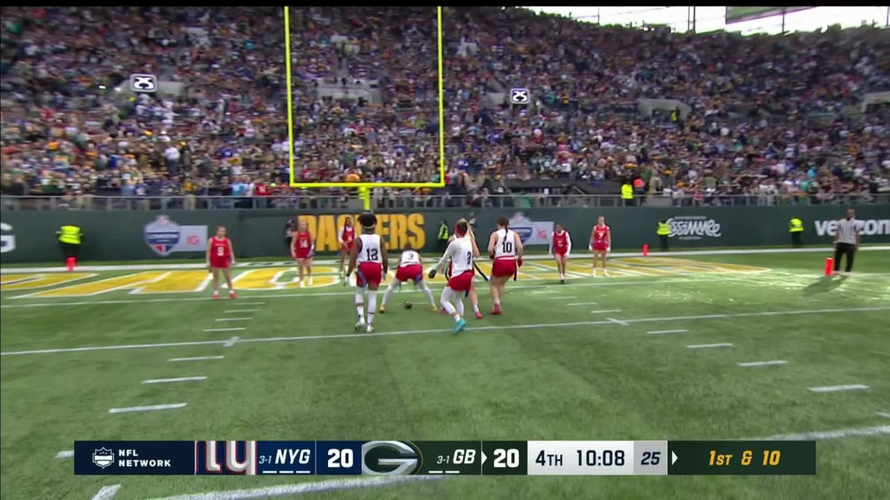 Women's Flag Football exhibition game held at halftime of Giants-Packers in  London