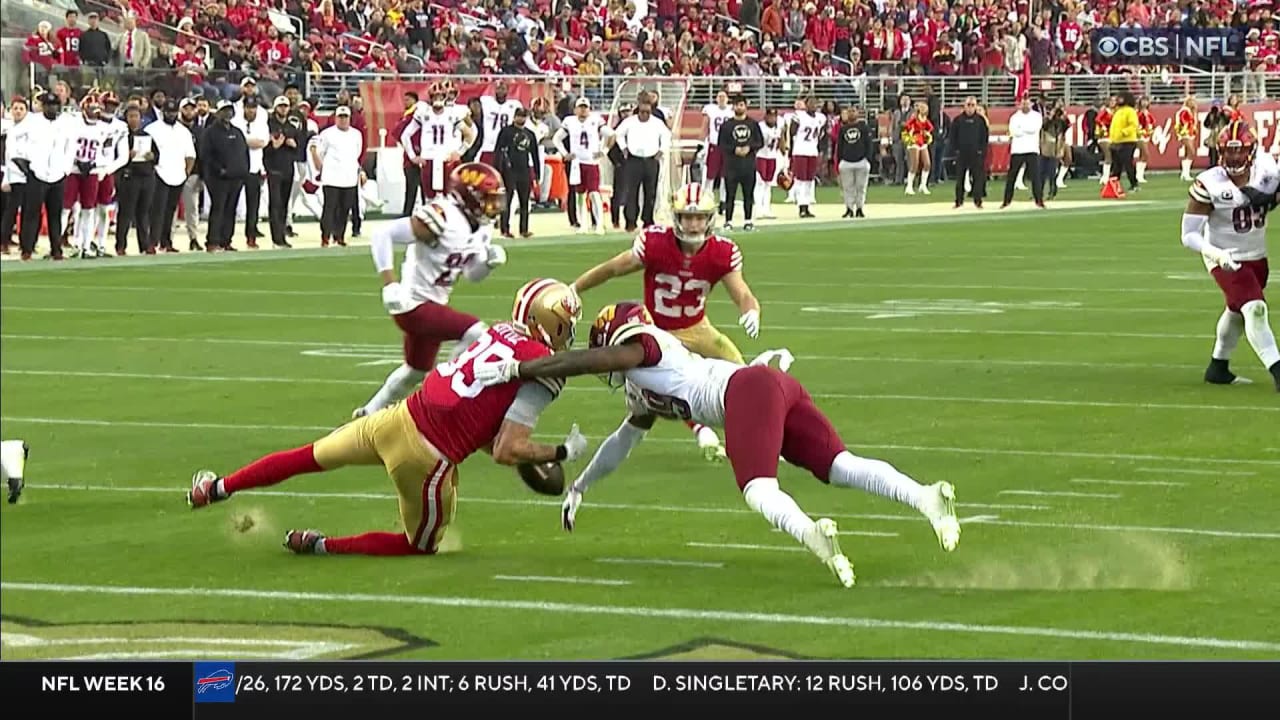 San Francisco 49ers quarterback Brock Purdy's 10yard pass to sliding