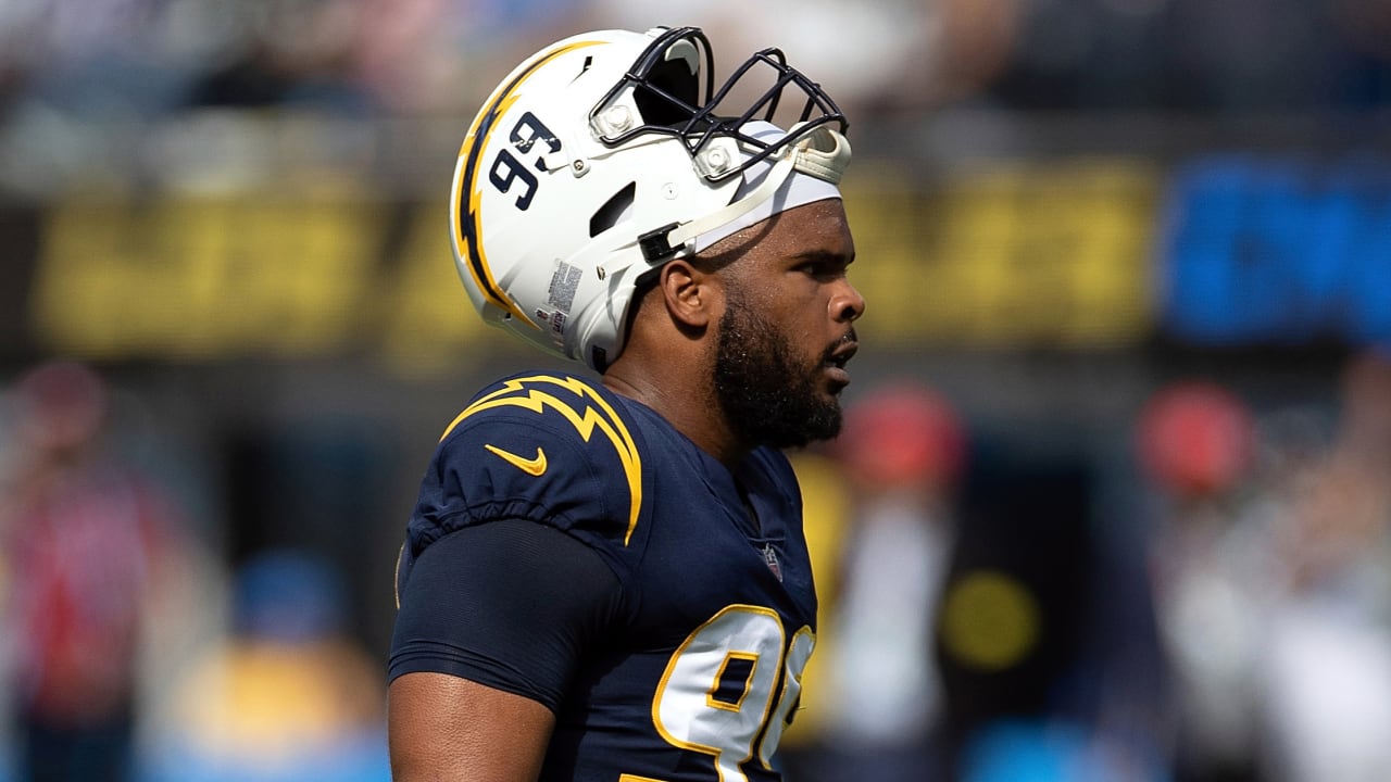 Jerry Tillery White Los Angeles Chargers Game-Used #99 Jersey vs. Las Vegas  Raiders on January 9 2022