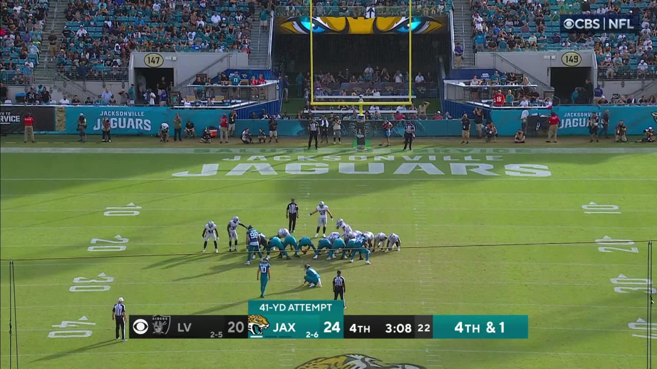 Jacksonville Jaguars kicker Riley Patterson doinks 41yard FG late in