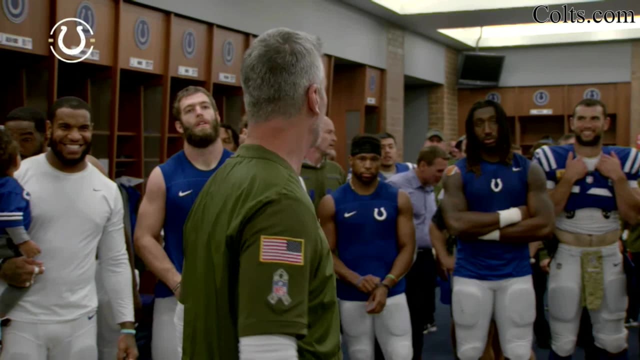 Head Coach Frank Reich Celebrates Indianapolis Colts Division Win In Locker Room Speech