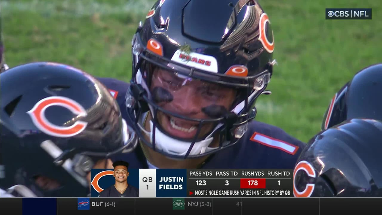 Chicago Bears quarterback Justin Fields sets NFL single-game rushing record  for QBs