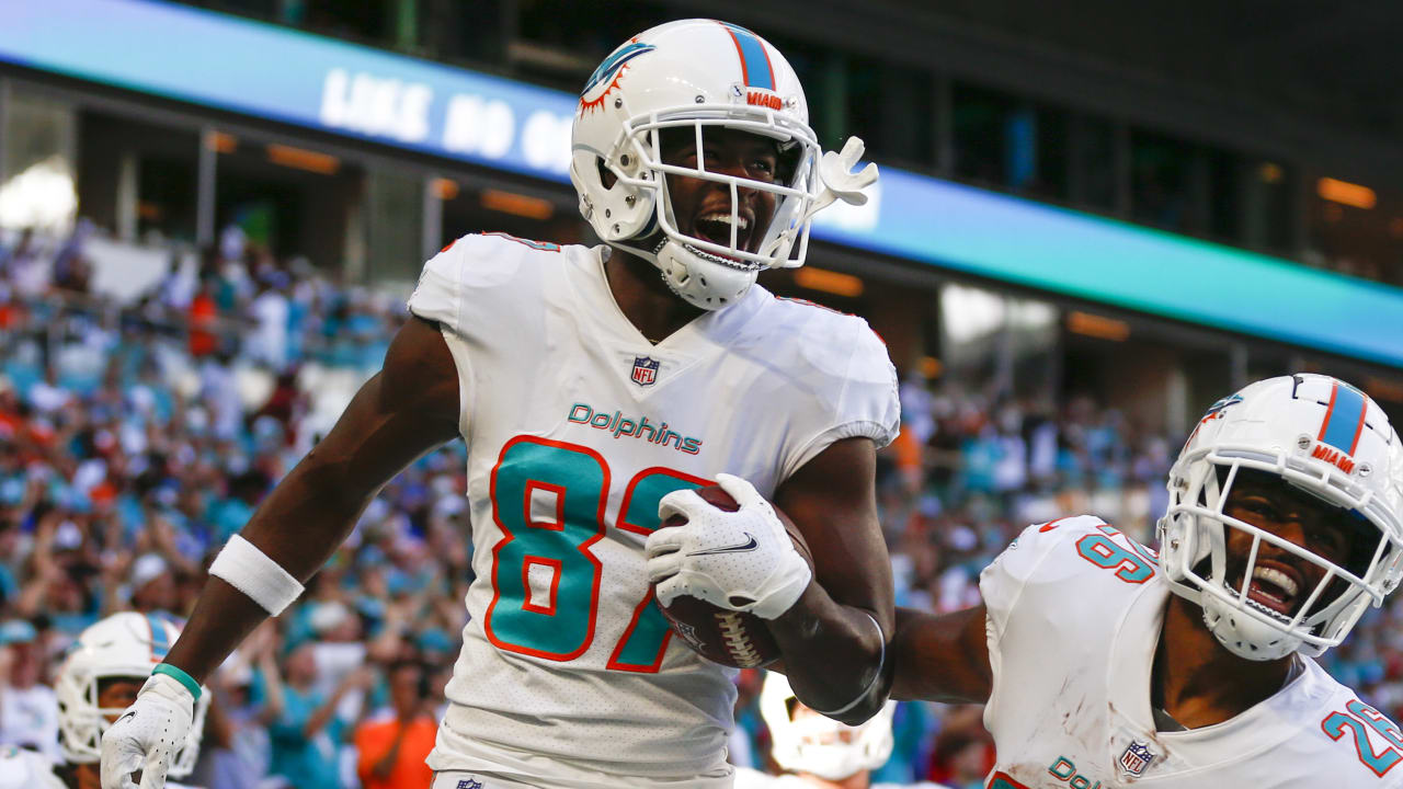 Miami Dolphins wide receiver Isaiah Ford plants feet just inside pylon ...