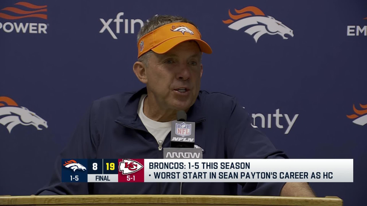Denver Broncos head coach Sean Payton reacts to Broncos' 'Thursday