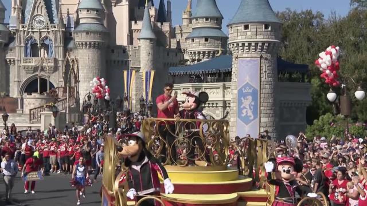 Fan Watches Chiefs' Super Bowl LIV Victory Parade from a Tree