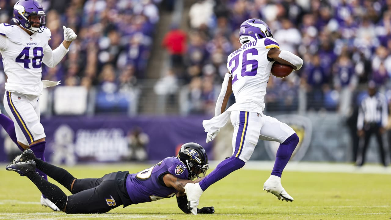 Minnesota Vikings running back Kene Nwangwu (26) prior to the game against  the Denver Broncos in