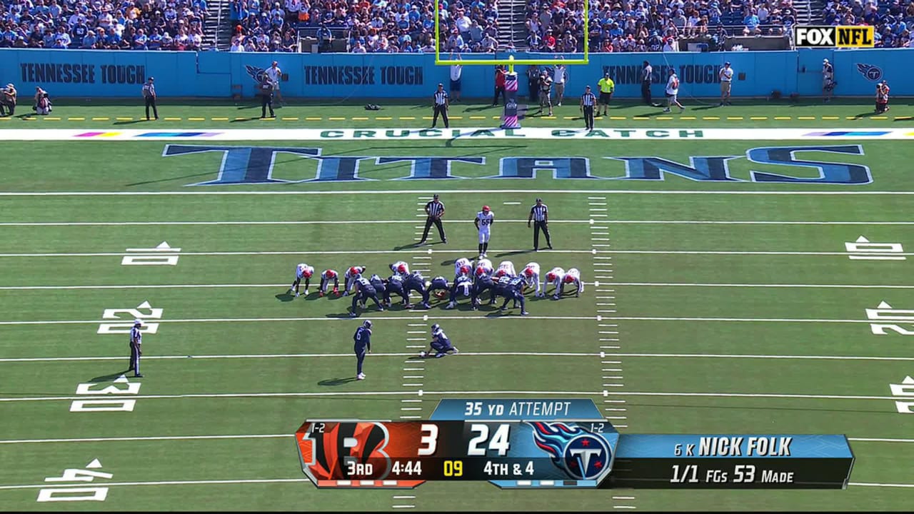 Tennessee Titans kicker Nick Folk's 35-yard FG extends Titans lead