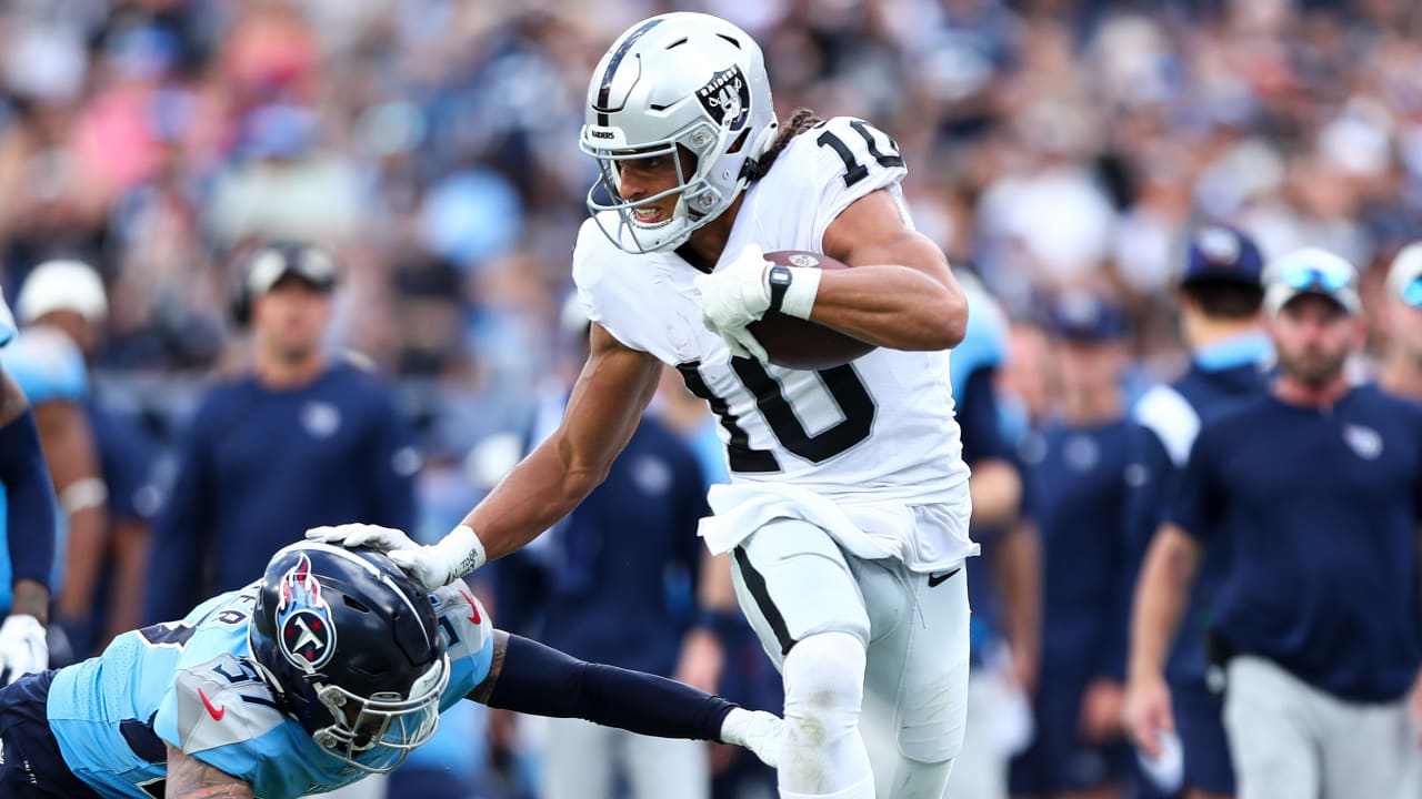 Las Vegas Raiders wide receiver Mack Hollins runs for a touchdown