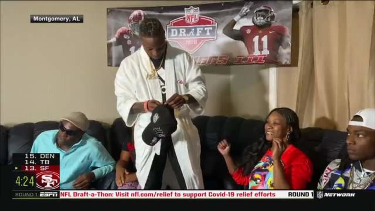 Henry Ruggs III sports robe after being drafted by Raiders