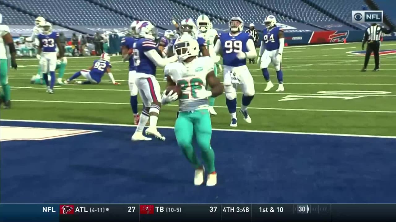 Miami Dolphins running back Salvon Ahmed gets his first rushing TD of the  season on powerful 11-yard