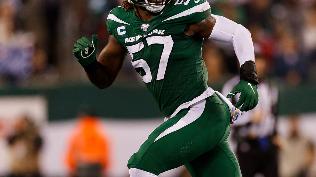 New York Jets linebacker C.J. Mosley (57) walks on the field before playing  against the Buffalo