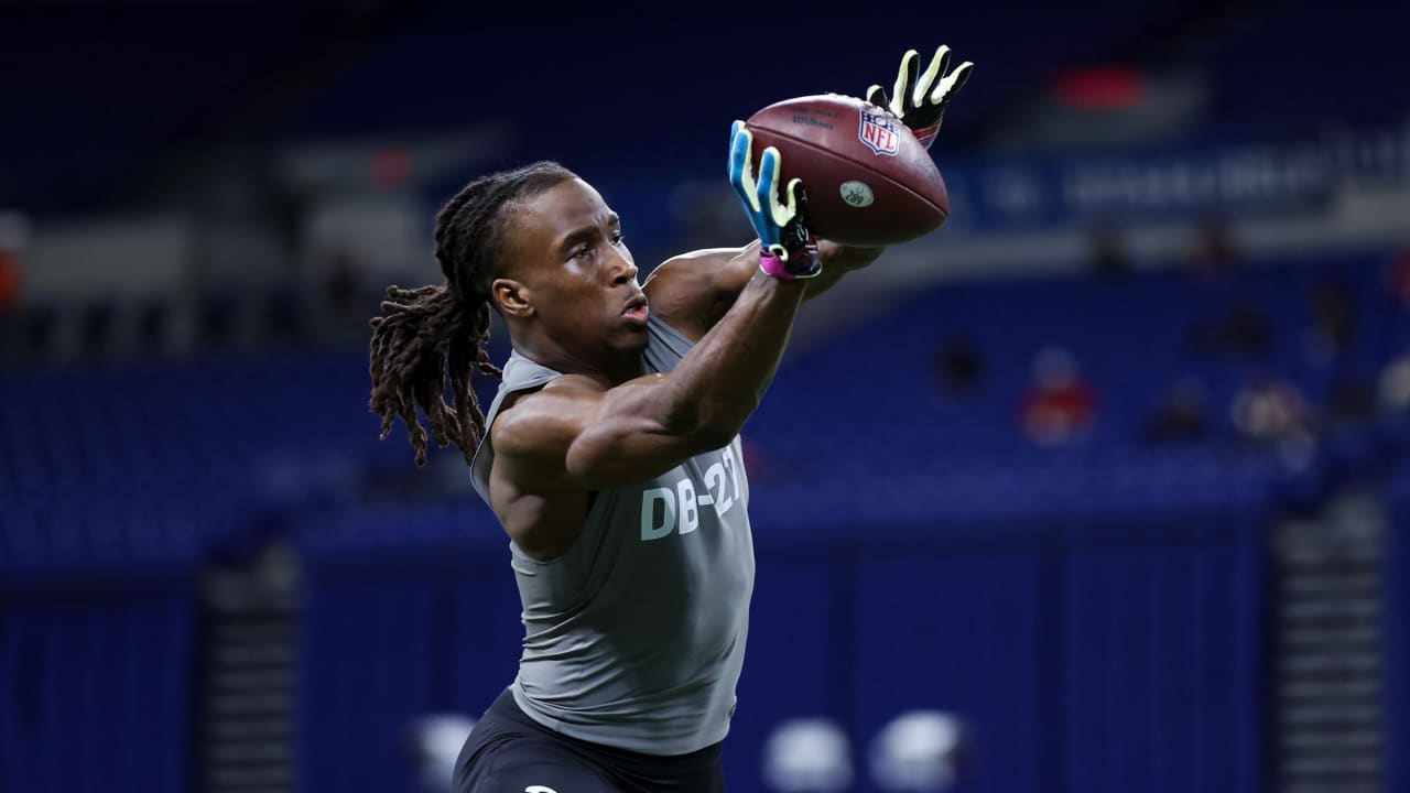 Cornerback Kelee Ringo at the 2023 NFL Scouting Combine workout