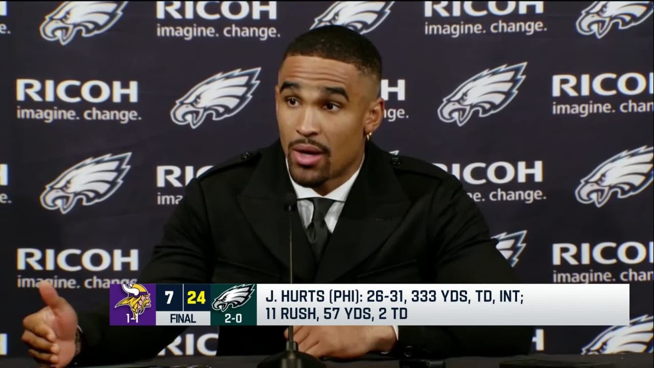 Philadelphia Eagles quarterback Jalen Hurts reflects on big win on MNF ...