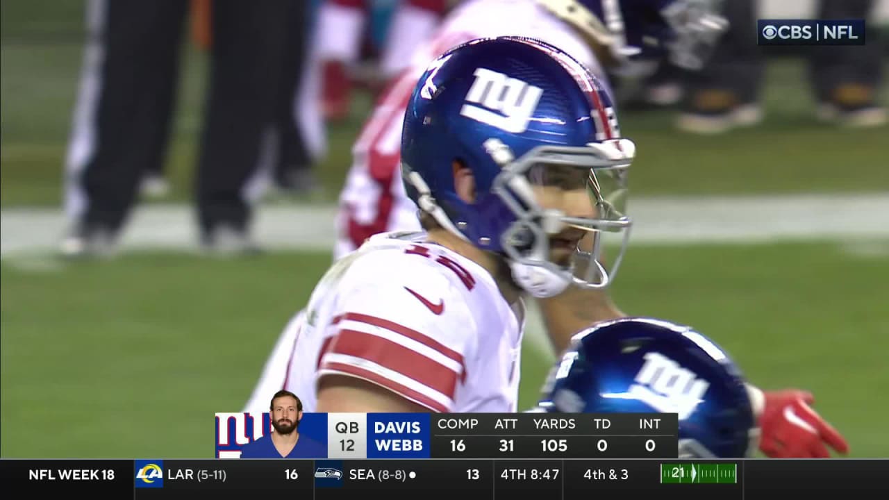 New York Giants running back Gary Brightwell follows excellent blocking