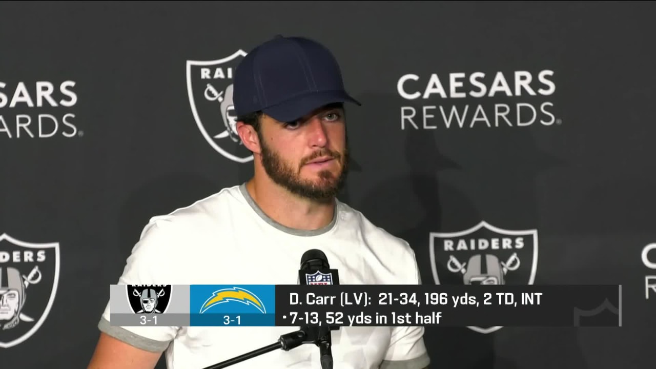 Las Vegas Raiders quarterback Derek Carr on loss to the Los Angeles  Chargers: 'This hopefully wakes us up a little bit