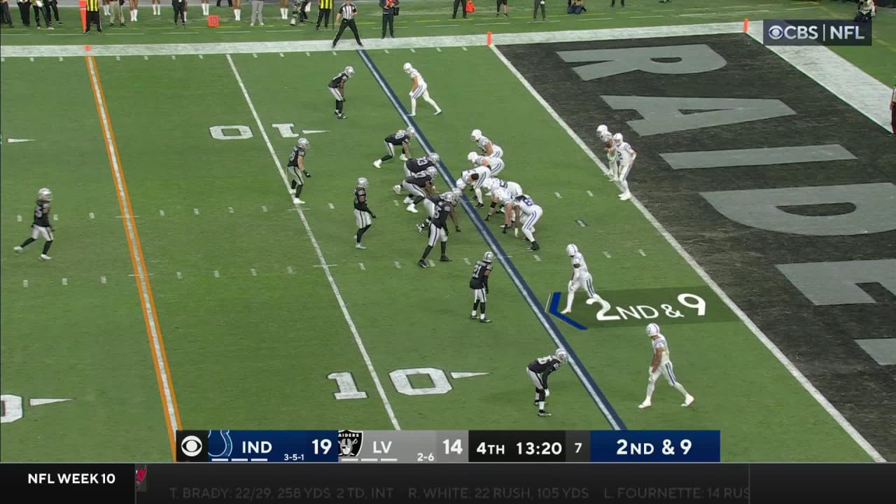 Las Vegas Raiders defensive back Amik Robertson's quick-strike play on  Indianapolis Colts wide receiver Parris Campbell nearly goes for defensive  TD