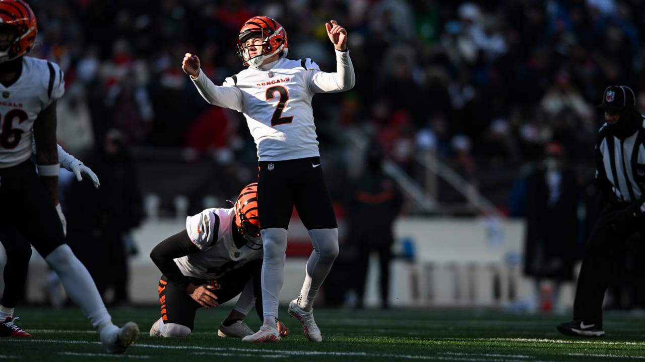 Kickers Evan McPherson of the Cincinnati Bengals Joey Slye of the