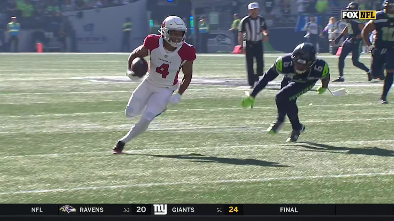 Arizona Cardinals wide receiver Rondale Moore shows 4.3 speed on quick  29-yard catch and run