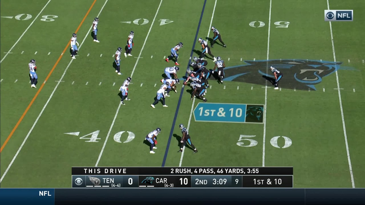 Kyle Allen steps up to fire sideline crossing route to Greg Olsen