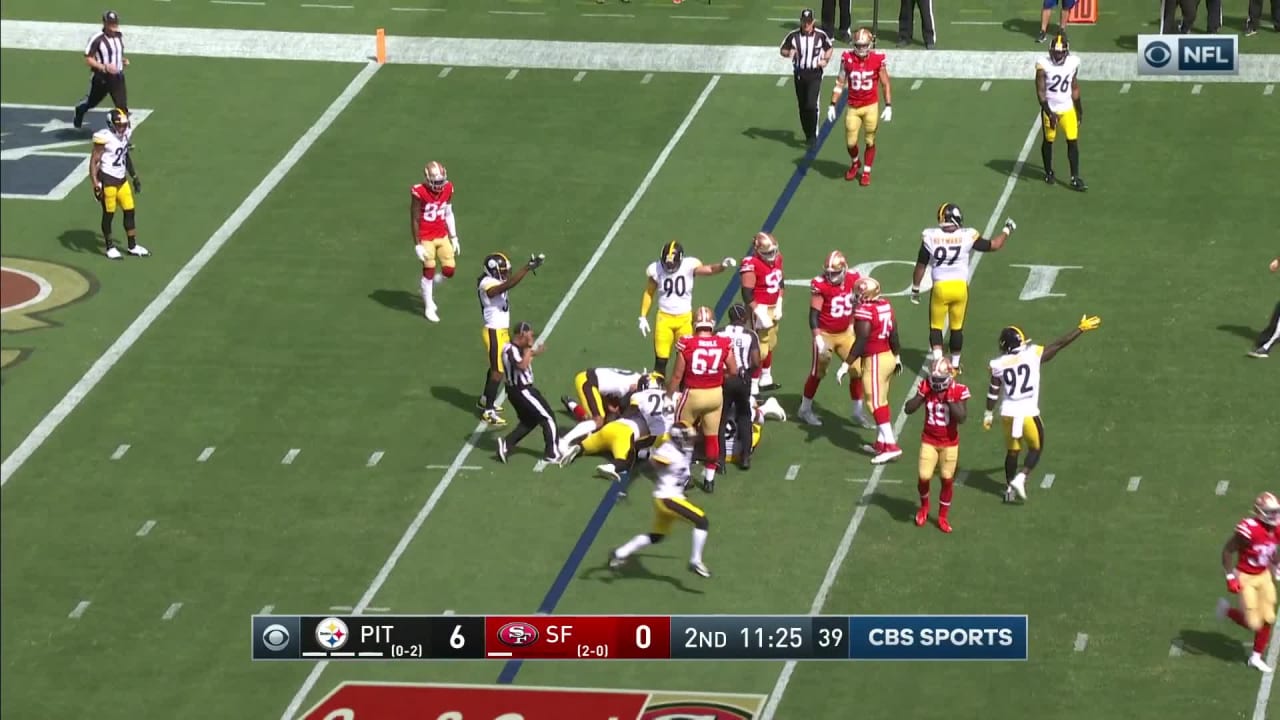 Bush falls on 49ers' fumbled snap for FOURTH turnover of first half