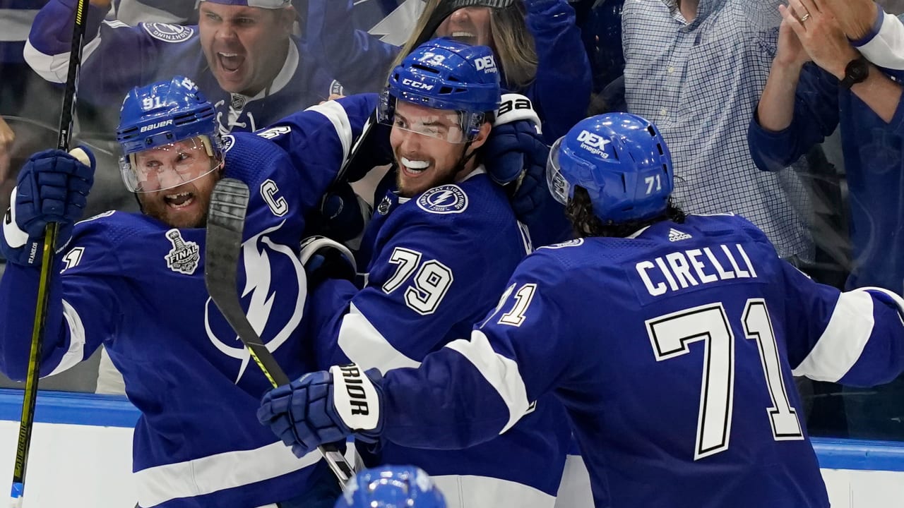 Buccaneers celebrate Tampa Bay Lightning's Stanley Cup win