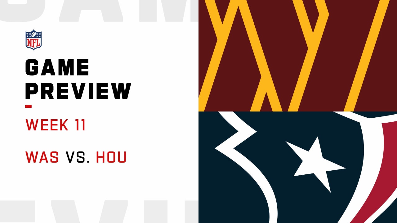 The Houston Texans are taking on the Washington Commanders for Week 11 of  the 2022 NFL Regular Season.