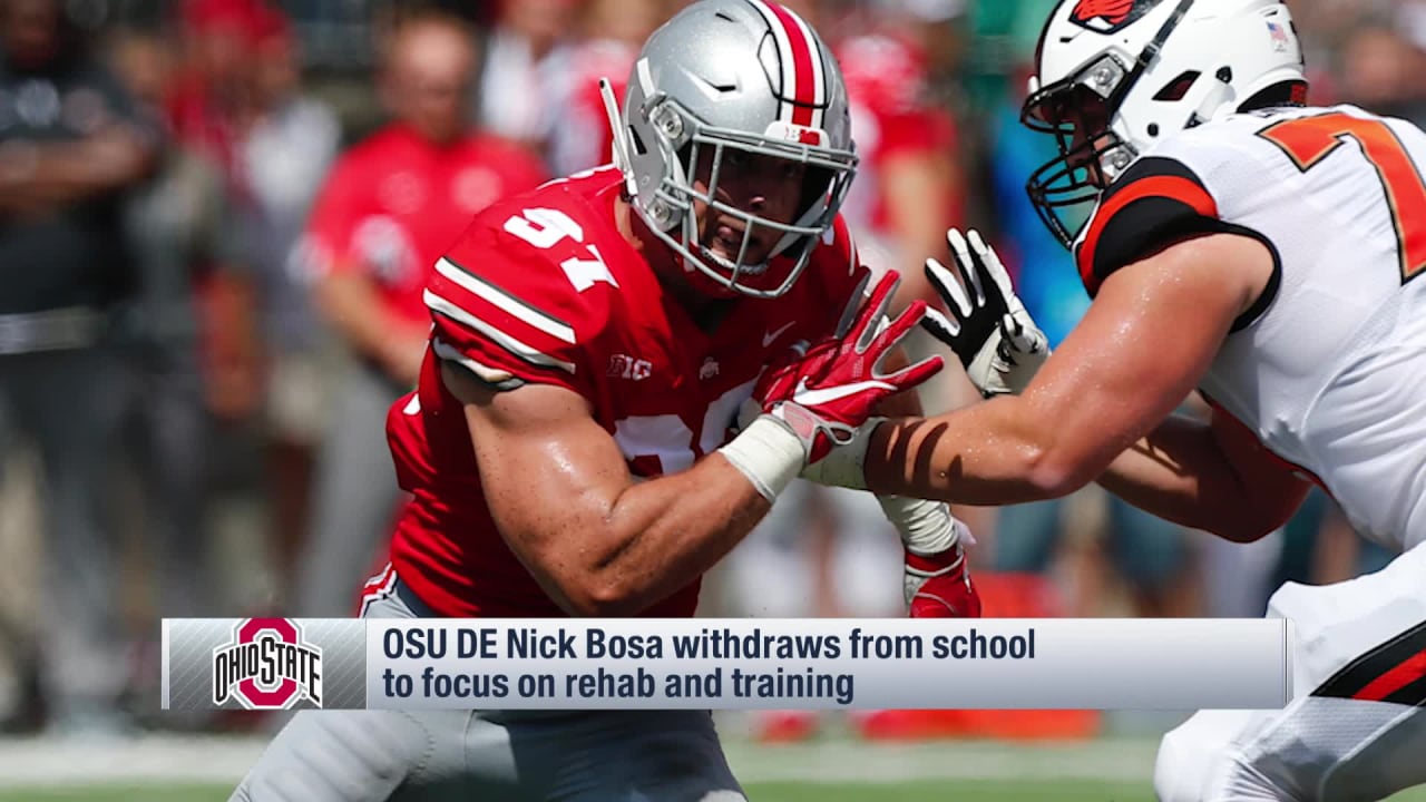 Injured Ohio State DE Nick Bosa leaves college, focuses on pro career