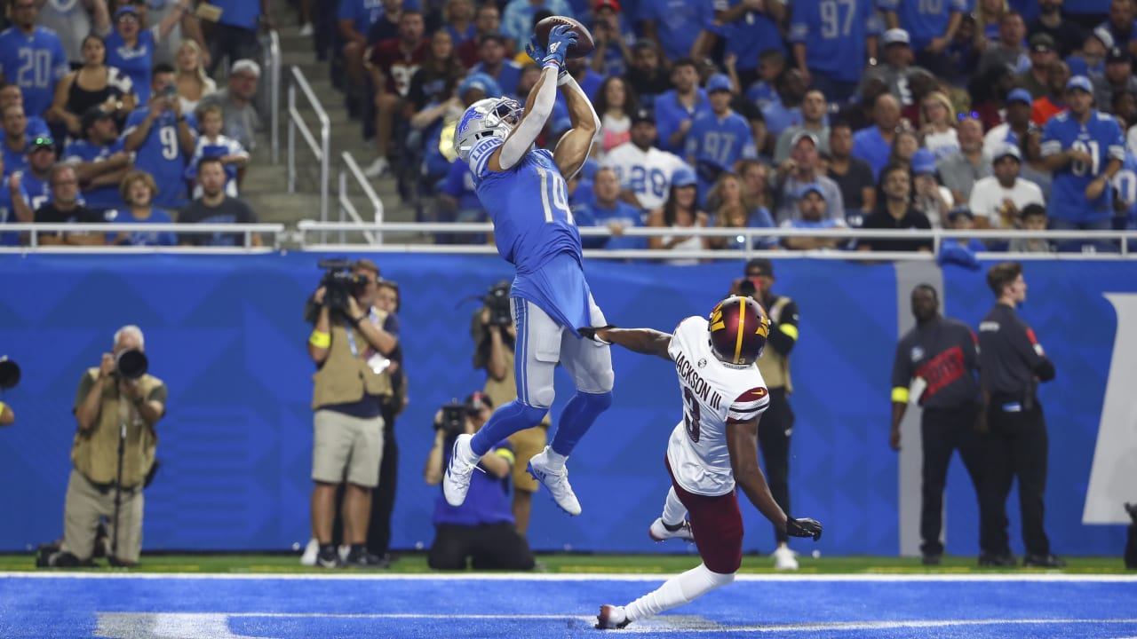 Lions down 9 players at practice; WR Amon-Ra St. Brown in red no-contact  jersey 