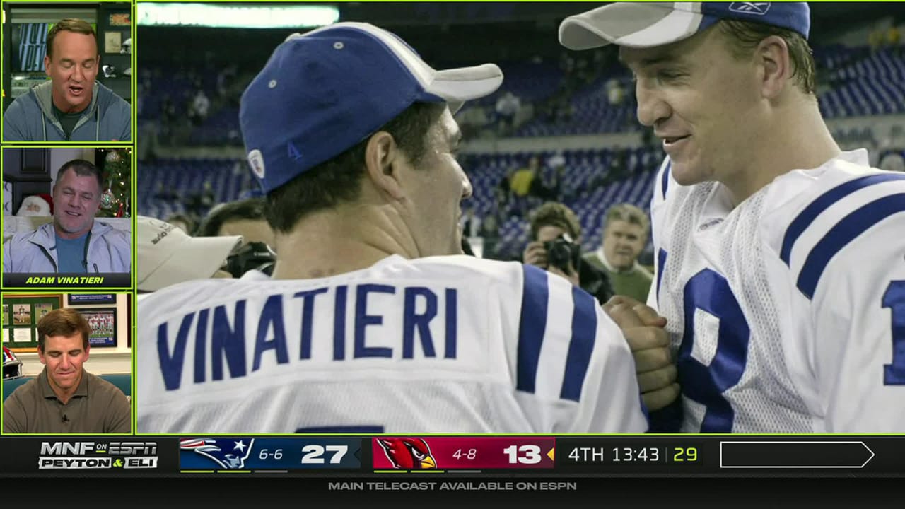 Best of former New England Patriots and Indianapolis Colts kicker Adam  Vinatieri on 'MNF' with retired quarterback Peyton Manning & Eli Manning |  Week 14