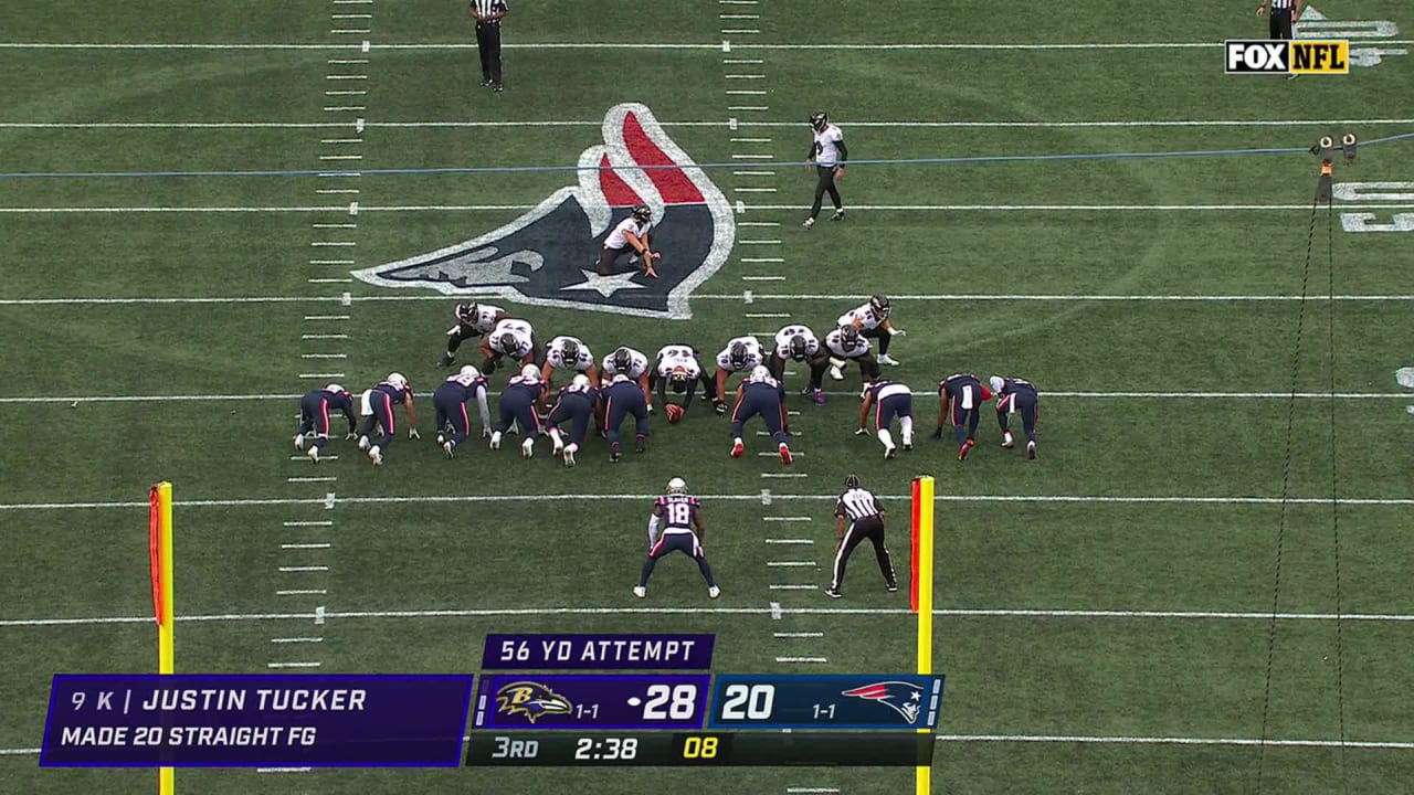 Baltimore Ravens Kicker Justin Tucker Drills 56-yard FG With Ease