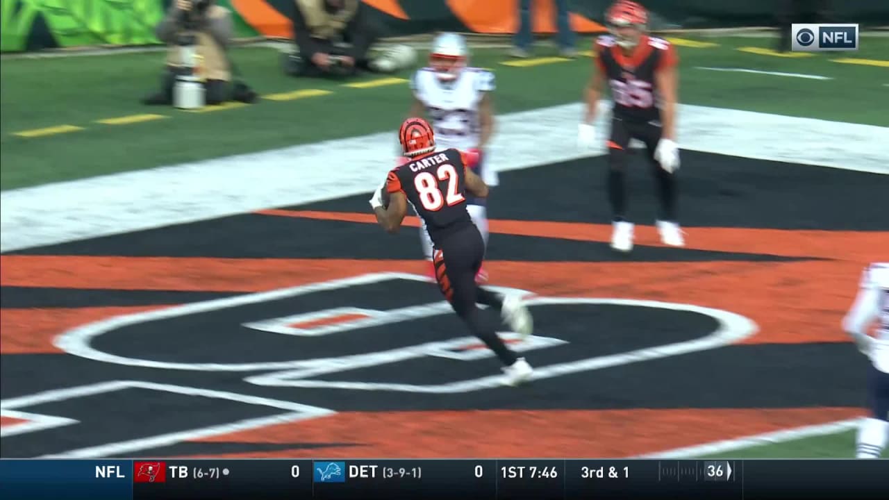 Cincinnati Bengals tight end Cethan Carter (82) after an NFL