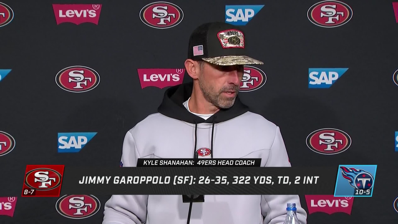 San Francisco 49ers head coach Kyle Shanahan reacts to the 49ers